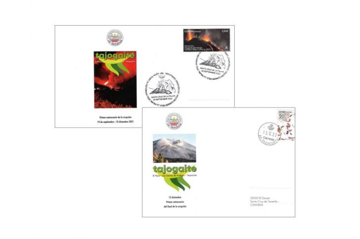 Volcan cumbre vieja sobres filatelia