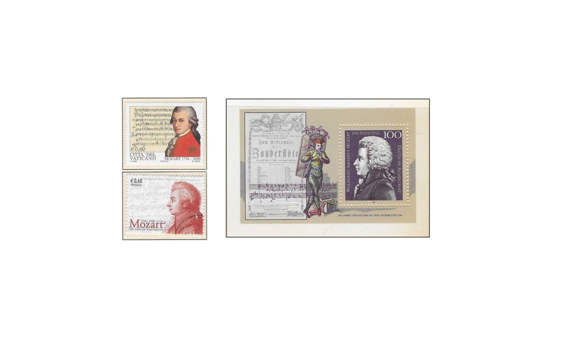Portada artículo filatélico sobre Wolfgang Amadeus Mozart
